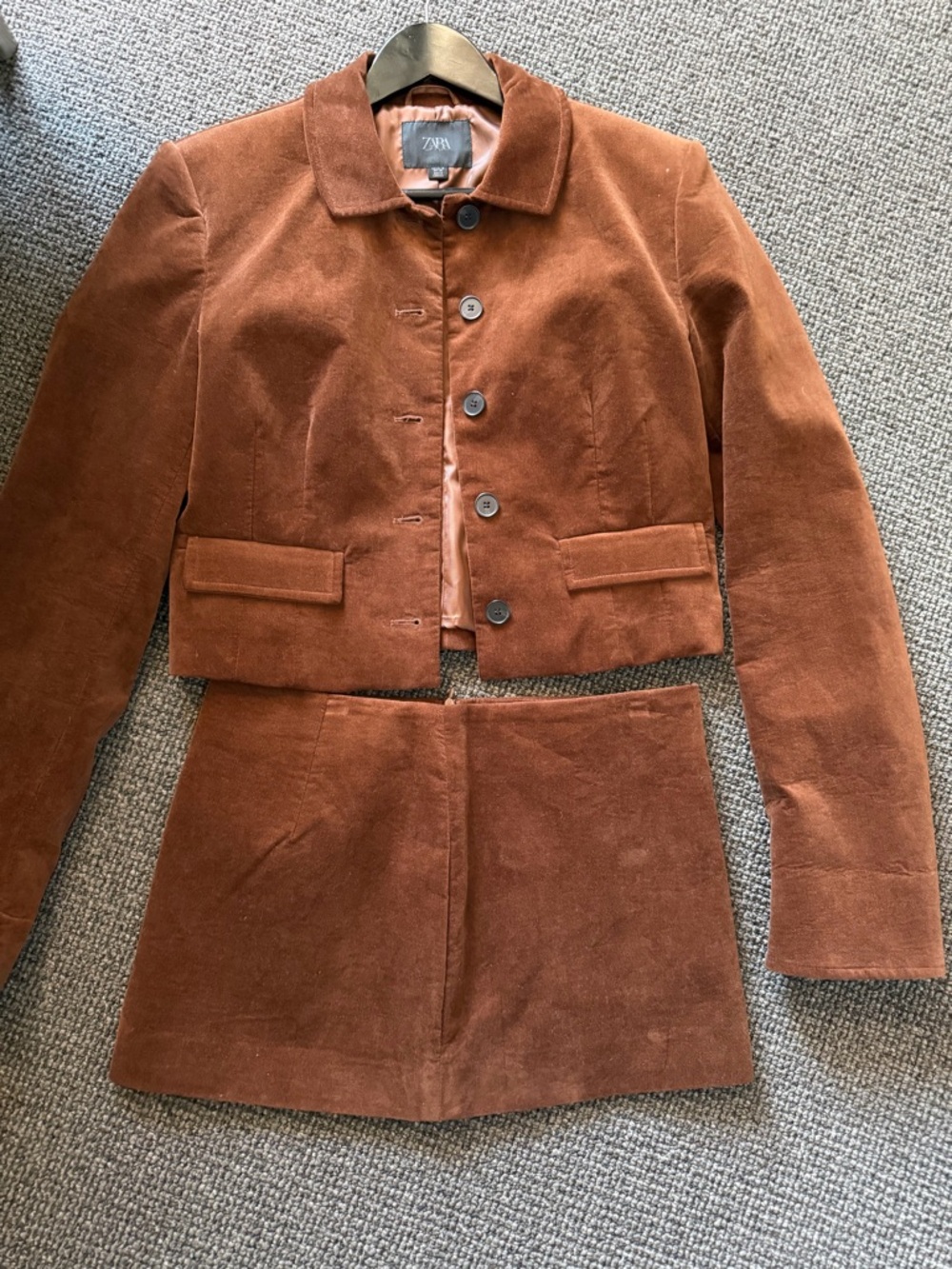 Zara Velvet Jacket and Skirt Set